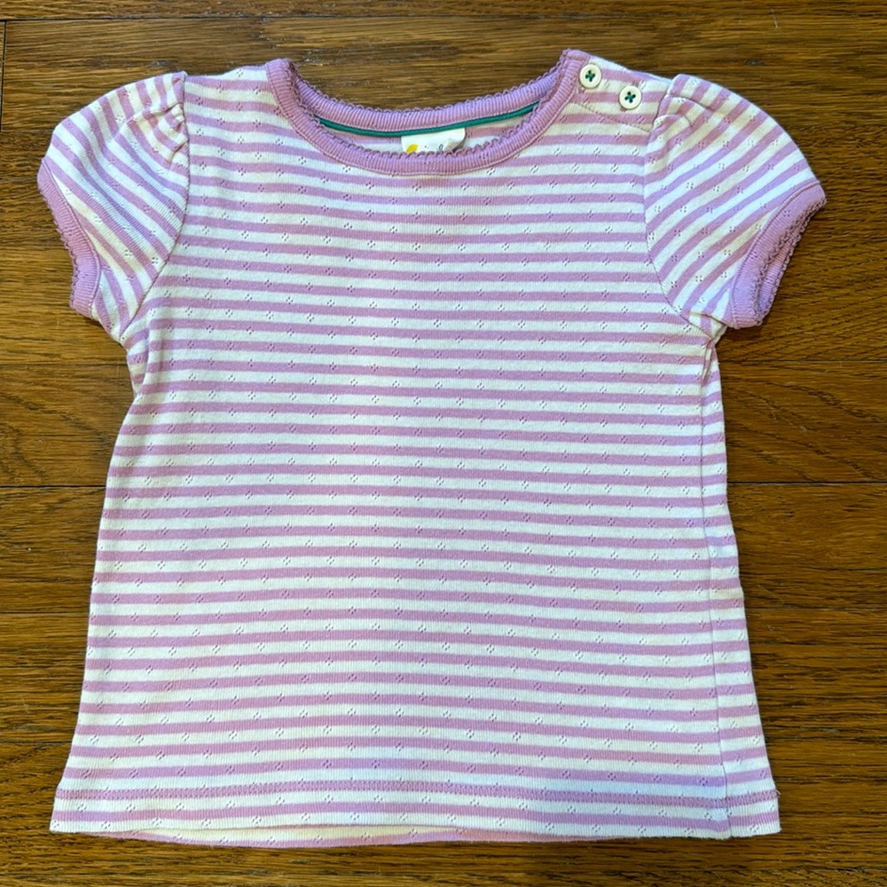 Mini Boden Short Sleeve Pointelle Tee
